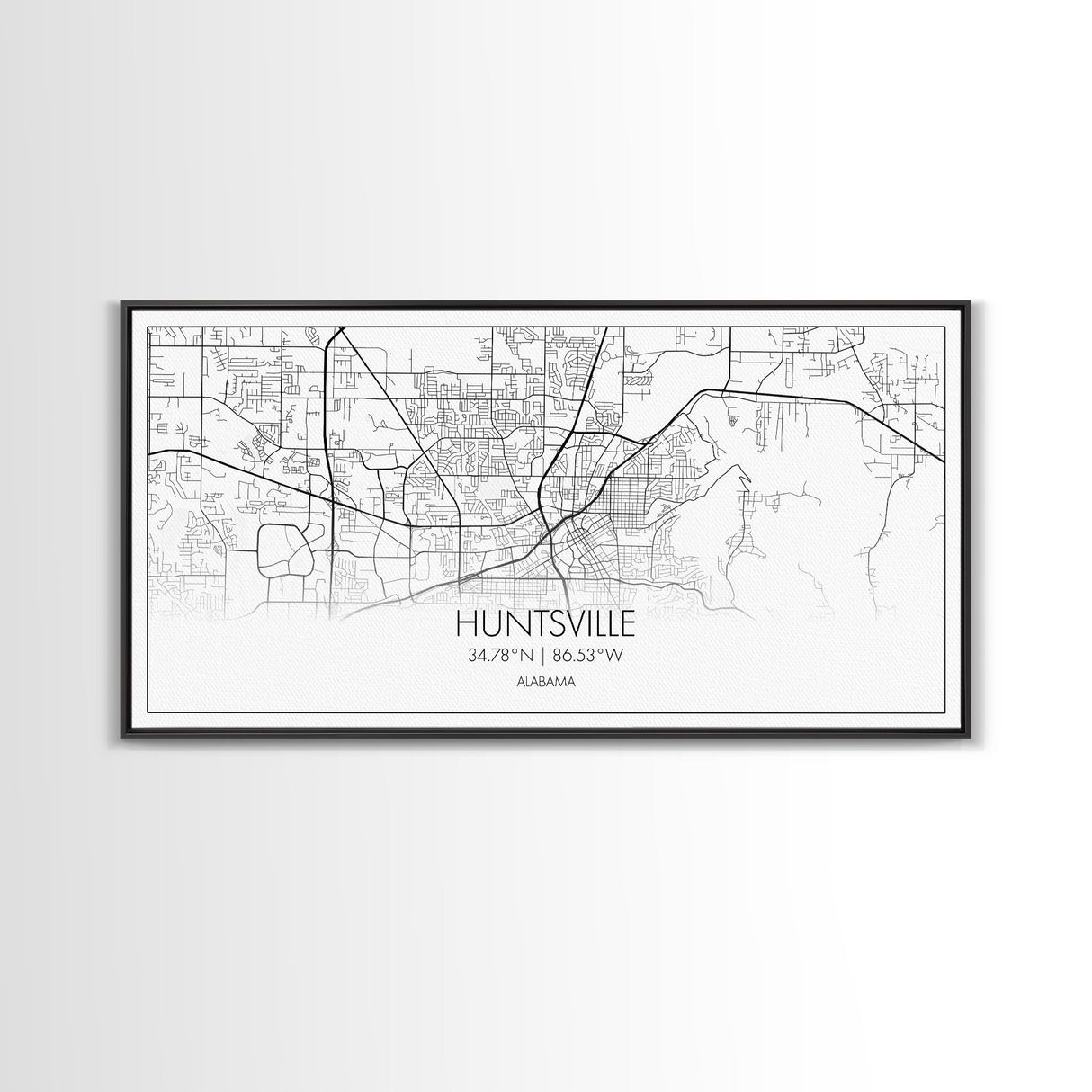 Huntsville City Map, Alabama Map, Map Art, Modern Art, Wall Art, Canvas Art, Country Wall Décor, Gifts For Her, Room Décor For Teens, Prints