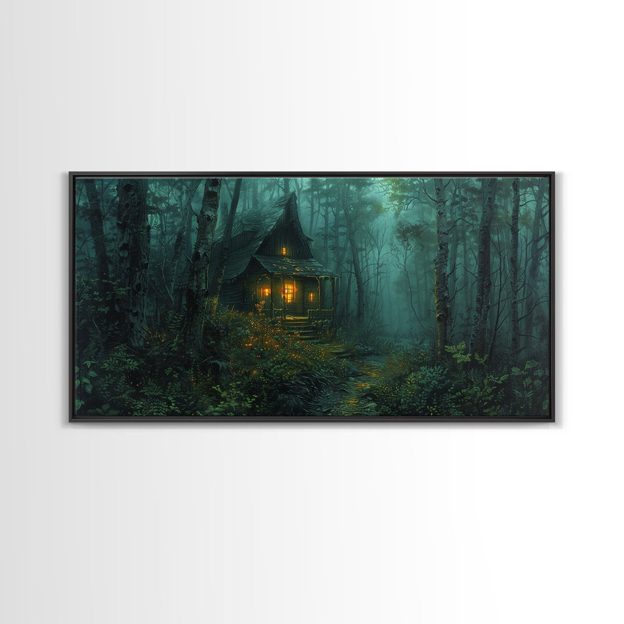Haunted Cabin In The Woods, Framed Canvas Print, Spooky Wall Art, Spooky Season, Halloween Products, Halloween Unique Gift