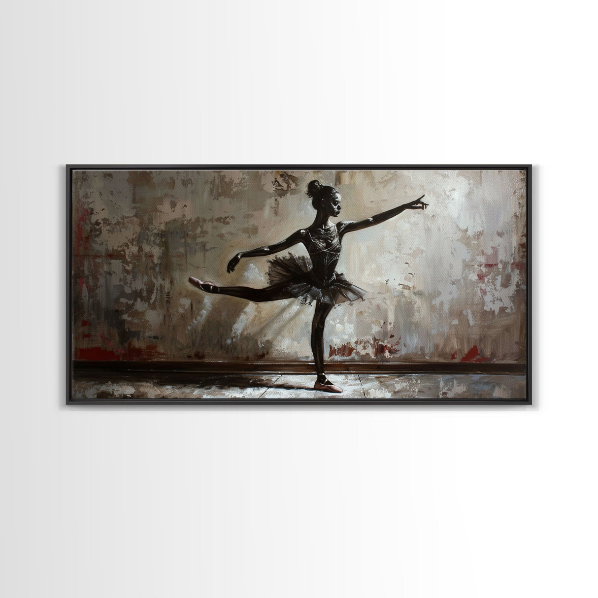 Ghostly Ballerina Framed Canvas Print, Halloween Decor, Spooky Vibes Wall Art