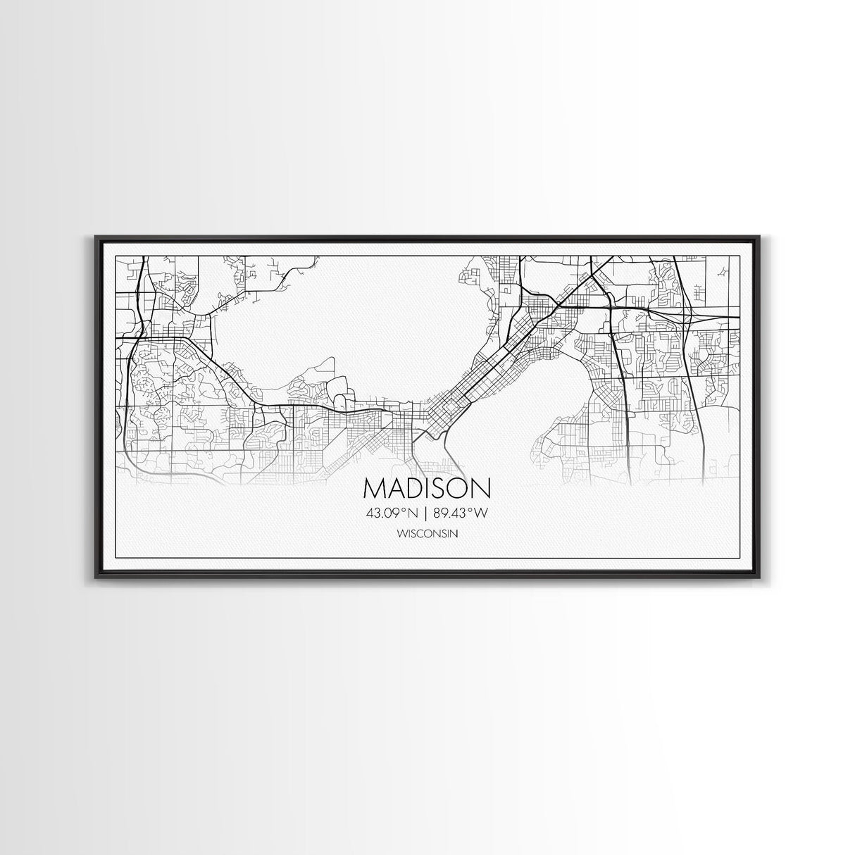 Madison City Map, Wisconsin Map, Map Art, Modern Art, Wall Art, Canvas Art, Unique Gifts, Large Wall Art, College Décor, Room Décor, Prints