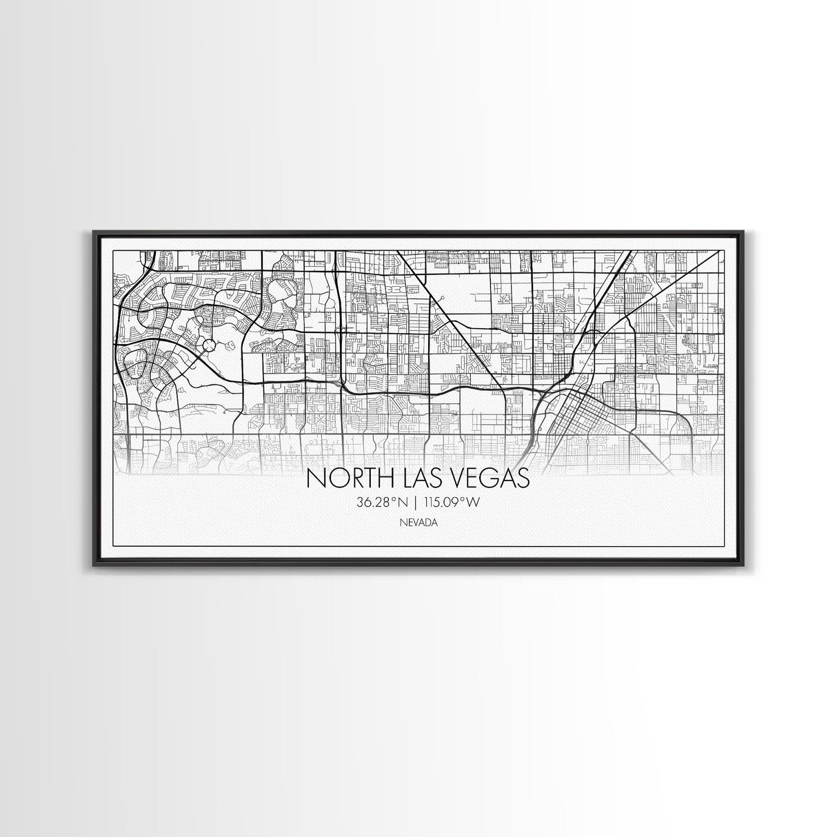 North Las Vegas City Map, Nevada Art, Map Print, Minimalist Wall Art, Wall Art, Canvas Art, Gamer Room Décor, Teacher Gift, Teen Boy Décor