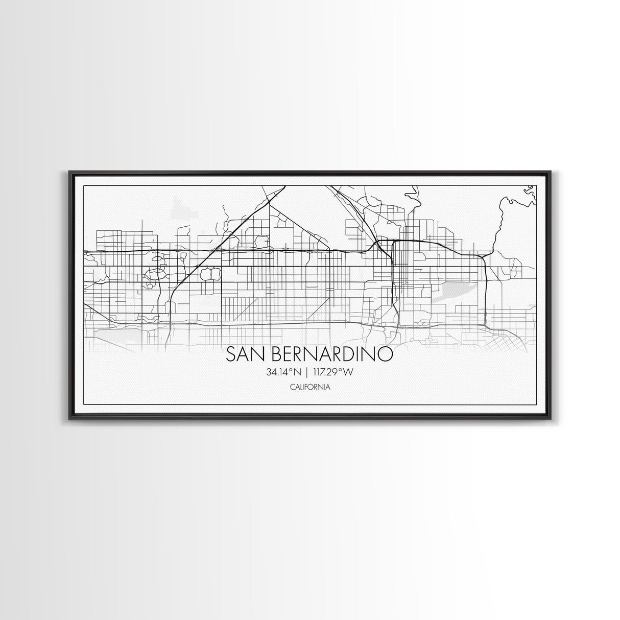 San Bernardino City Map, California Art, Map Print, Minimalist Wall Art, Wall Art, Canvas Art, Business Gift, Dorm Décor, Office Prints