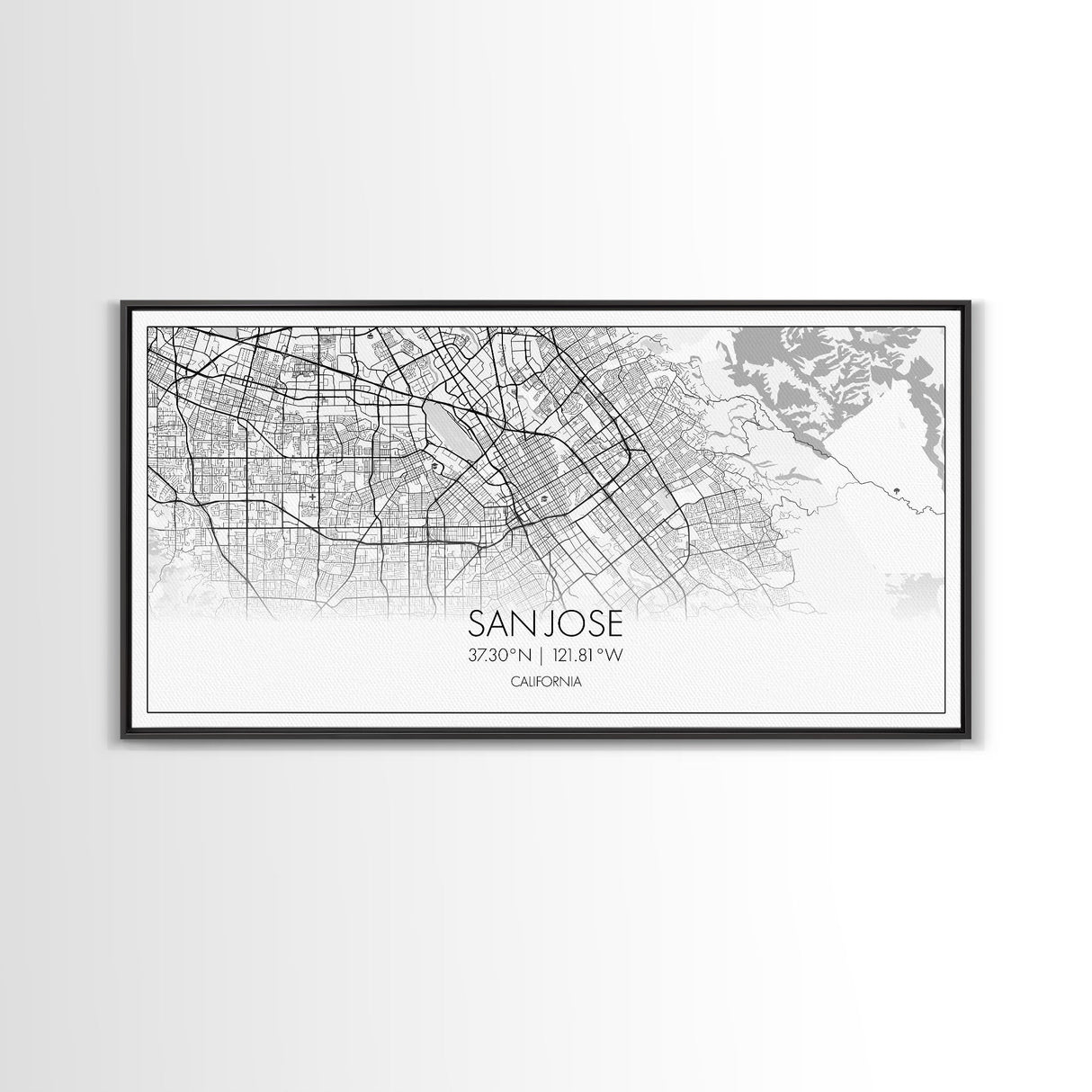 San Jose City Map, California Art, Map Print, Modern Wall Art, Wall Art, Canvas Art, Modern Office Art, Above Bed Décor, Prints Wall Art