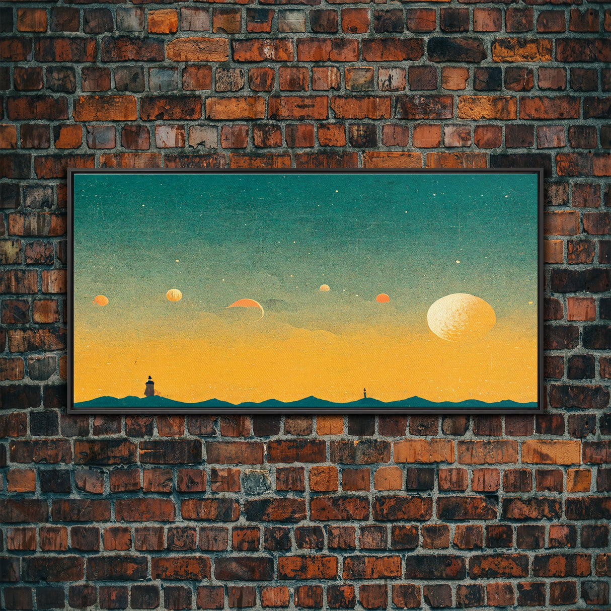 Art deco light house at sunset canvas print, sunset, vintage 20s style wall art, 30s style wall art, orange and turquoise sunset art
