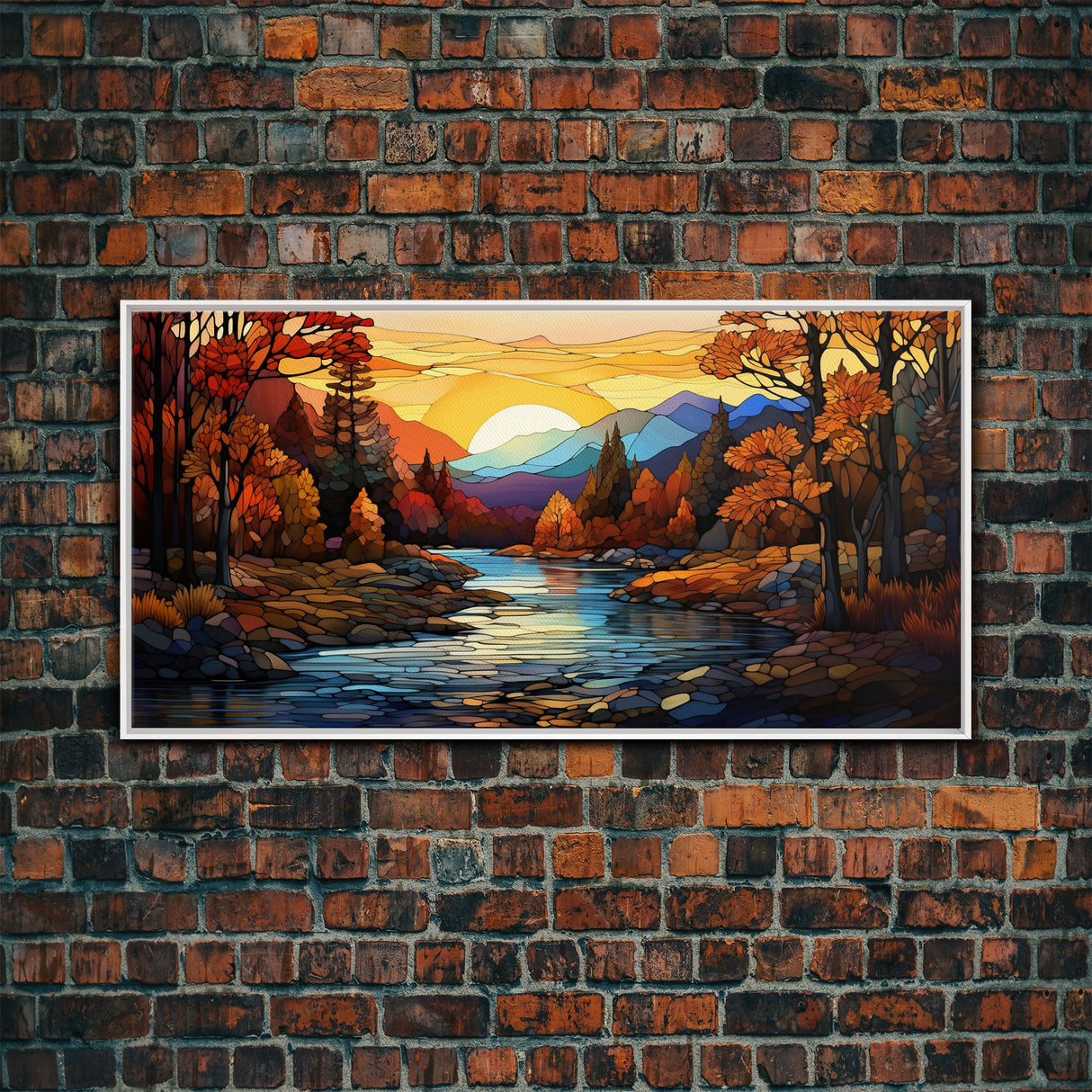 Stained Glass Art Canvas Print Fall Decor, Framed Wall Art, Seasonal Decor, Fall Seasonal Art, Clearance Fall Decorations, Fall Wall Decor