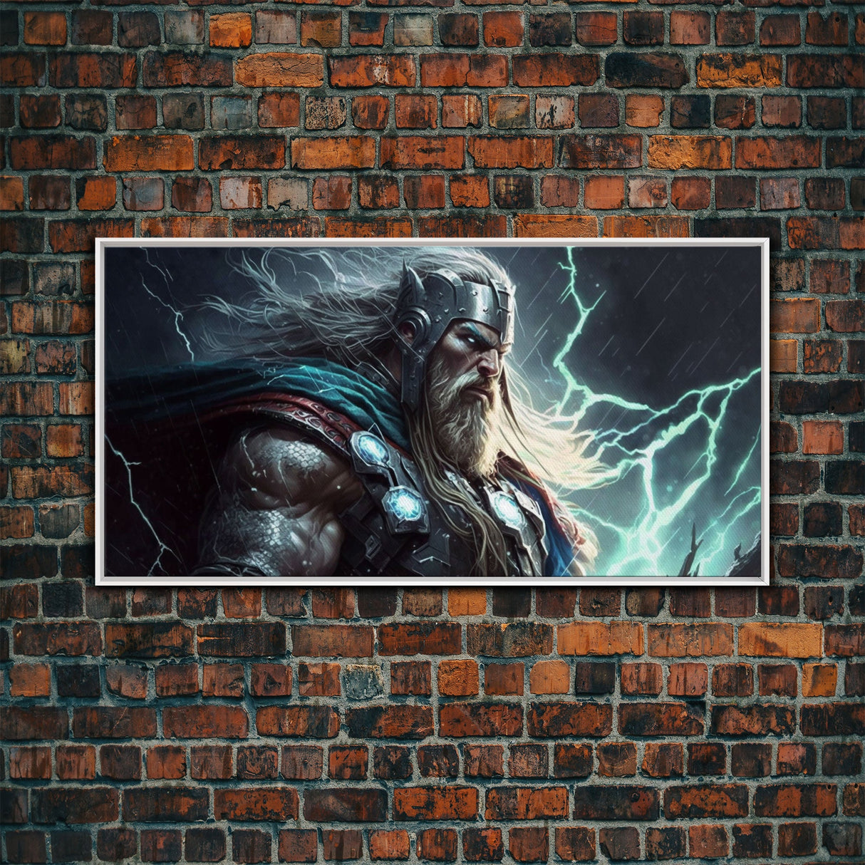 Thor God of Thunder, Framed Canvas Print, Norse Mythology Art, Fantasy Art