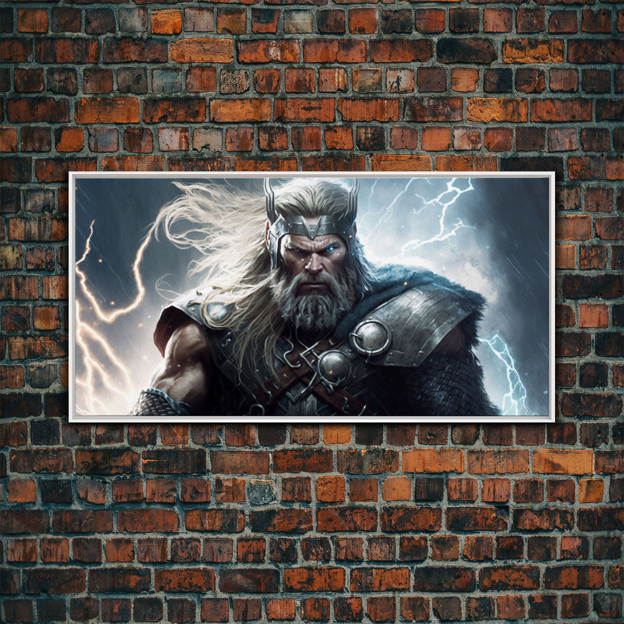 Thor Art, God of Thunder, Framed Canvas Print, Norse Mythology Art, Fantasy Art