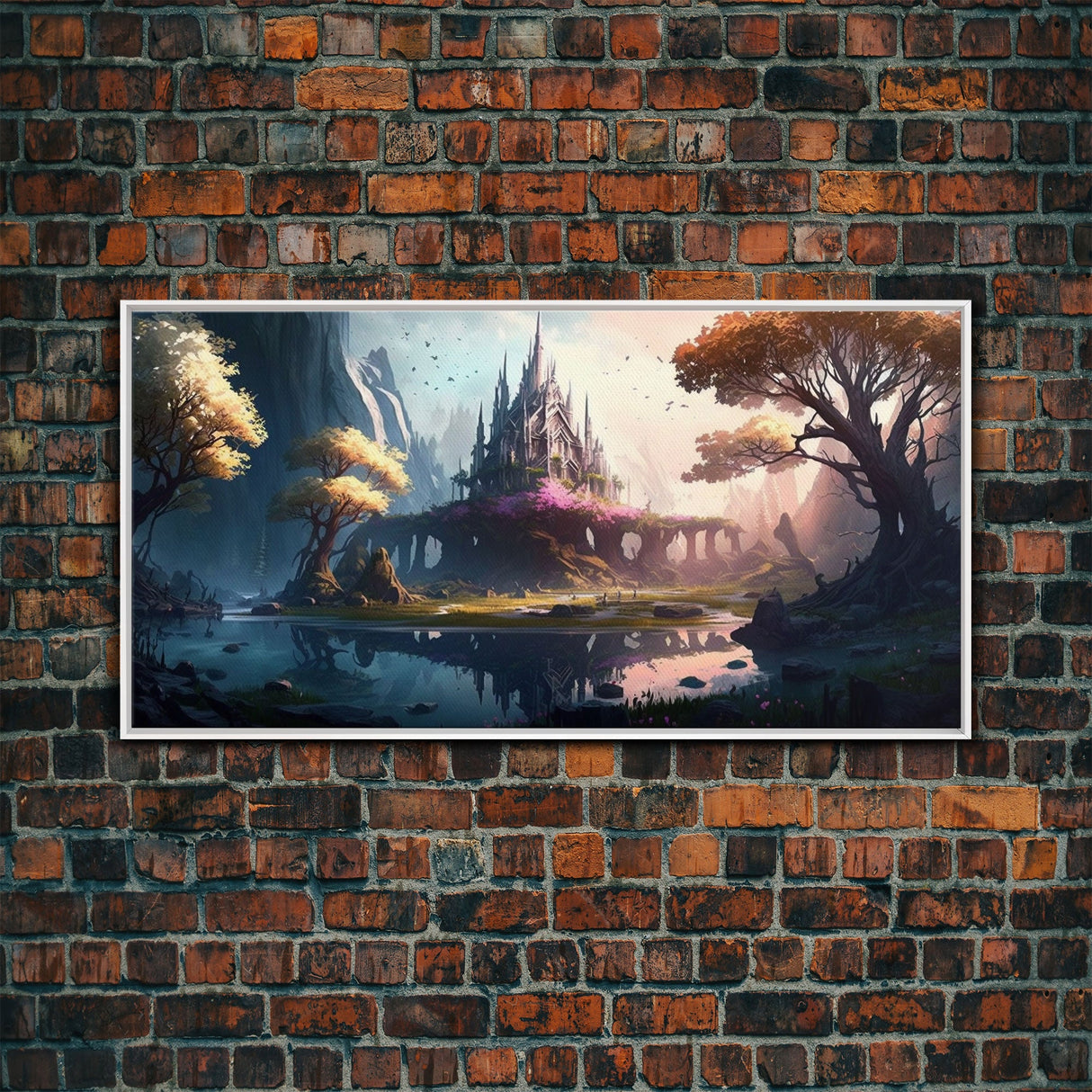 Norse Mythology Art, Alfheim Realm of the Light Elves, Framed Canvas Print, Fantasy Wall Art