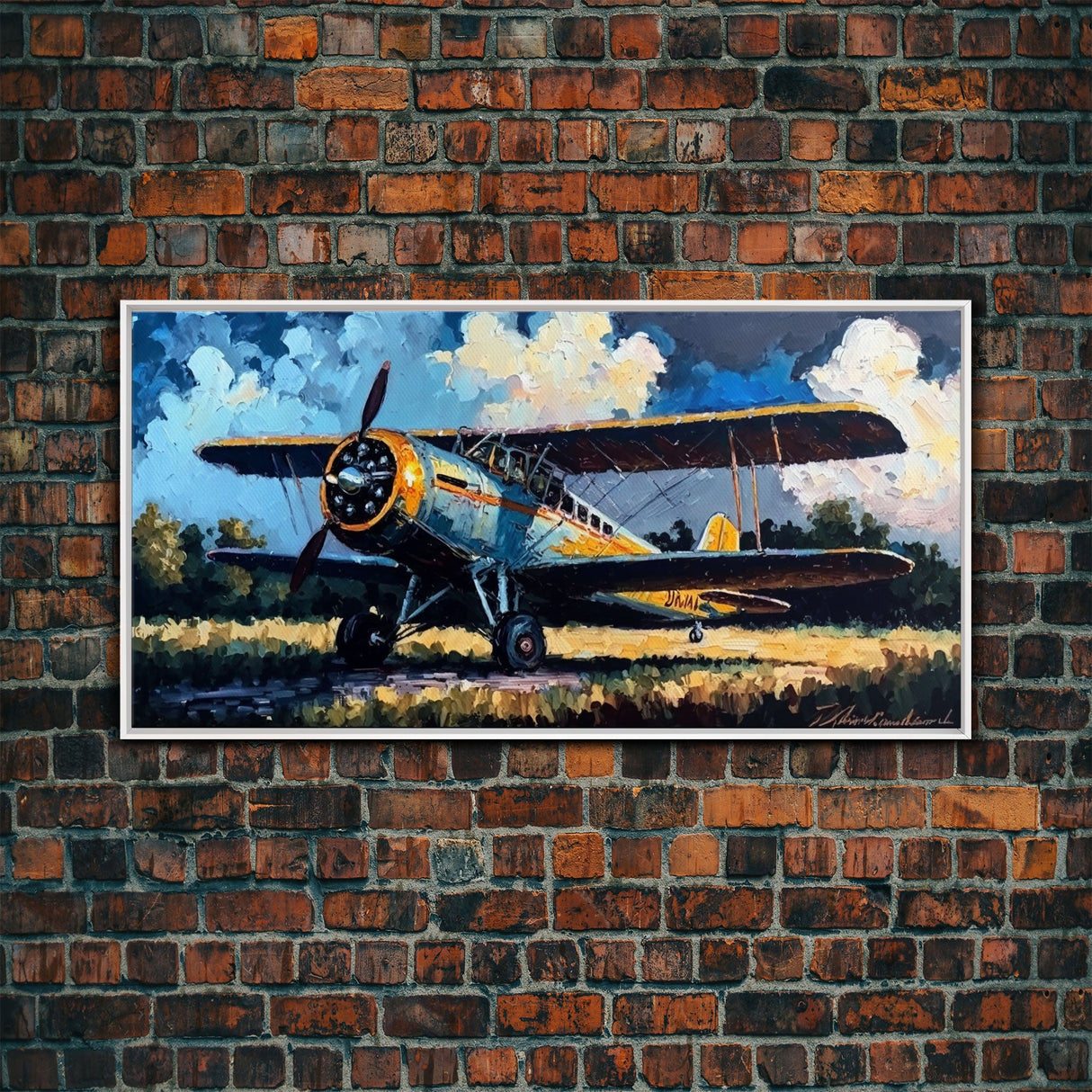 Aeroplane Art, Antique Airplane Painting Canvas Print, Framed Canvas Art, Above Sofa Art, Gift for RC Plane Pilot, Airplane Art