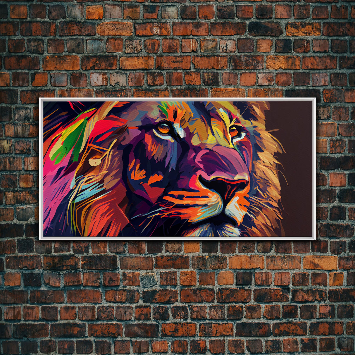 Pop Art Lion Framed Canvas Print Wall Art , Natural And Vivid Wall Decor , Modern Wall Art, Extra Large Wall Art, Lion Watercolor Painting