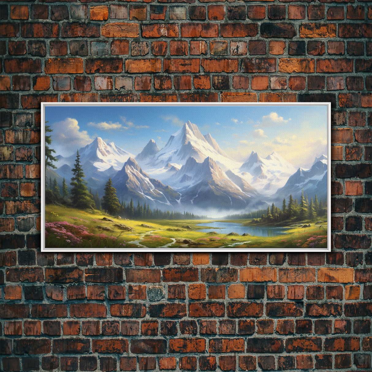 Mount Rainier, Gallery Wall Art, Framed Canvas Print, Original Oil Painting Reproduction Print, Landscape Art, Guest Room Decor