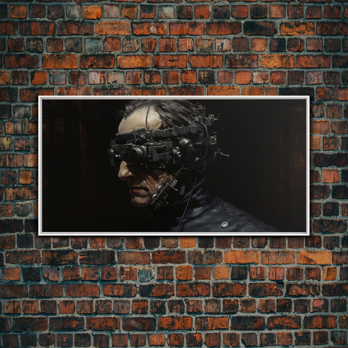 Victorian Steampunk Cyborg, Framed Canvas Print, Horror Prints, Halloween Wall Art, Halloween Themed Decor