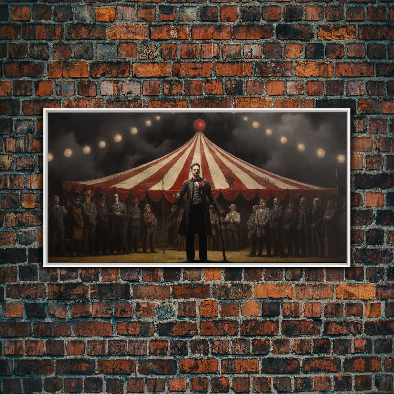 The Cursed Circus, Unique Halloween Art, Framed Canvas Print, Halloween Poster Art, Horror Prints, Victorian Oil Painting, Halloween Decor