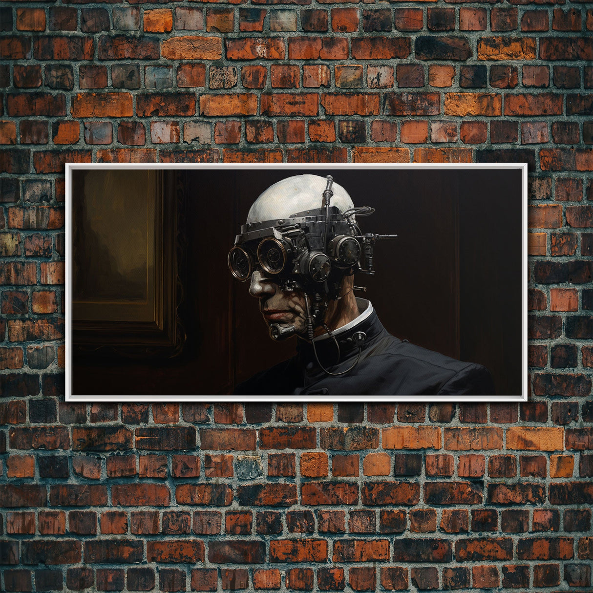 Victorian Steampunk Cyborg, Framed Canvas Print, Horror Prints, Halloween Wall Art, Halloween Themed Decor