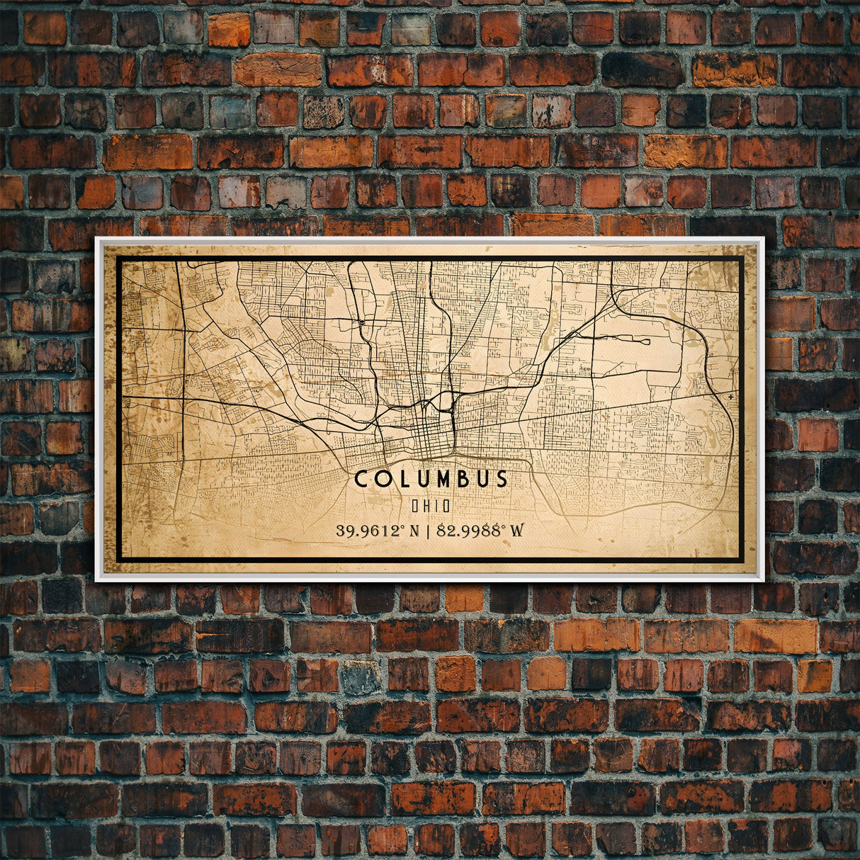Columbus vintage map print poster or framed canvas, Ohio map print poster canvas, Columbus city map print poster canvas