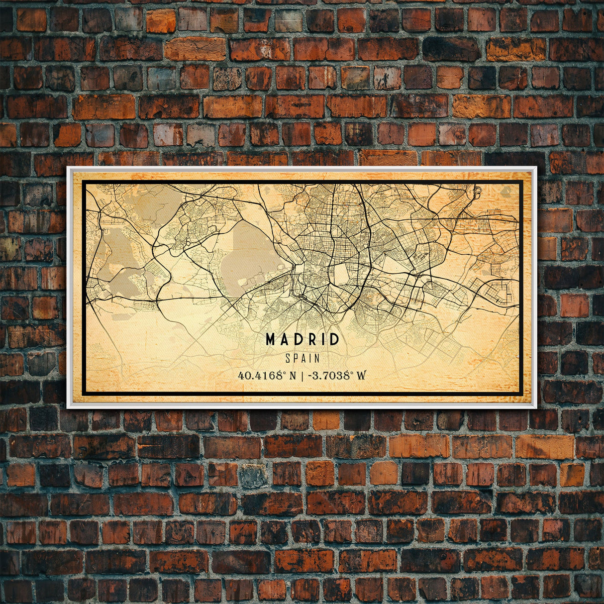 Madrid Spain map print poster or framed canvas, Madrid map print poster canvas, Madrid city map print poster canvas, Vintage Travel Art