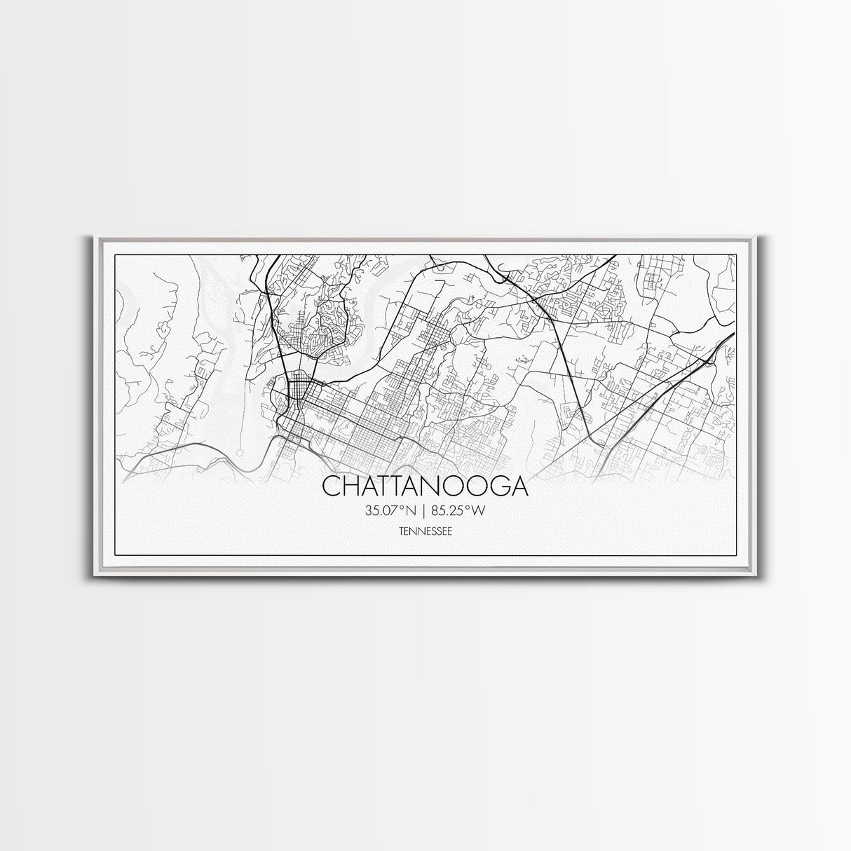 Chattanooga Street Map, Tennessee Map, Map Print, Modern Art, Wall Art, Canvas Art, Cute Room Décor, Wall Art Canvas, Trendy Wall Art