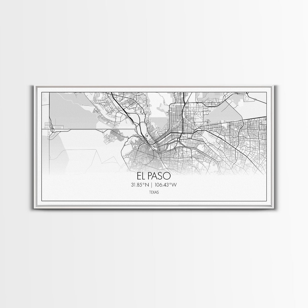El Paso Street Map, Texas Map, Map Art, Minimalist Art, Wall Art, Canvas Art, Dorm Room Décor, Unique Room Décor, Father Gift, Prints