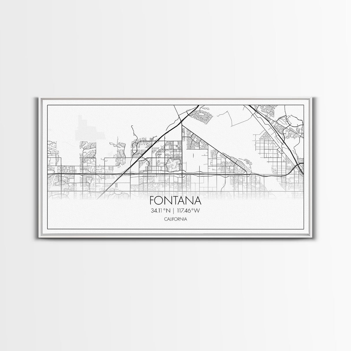 Fontana Street Map, California Map, Map Art, Minimalist Art, Wall Art, Canvas Art, Gift For Couples, Game Room Prints, Above Bed Décor