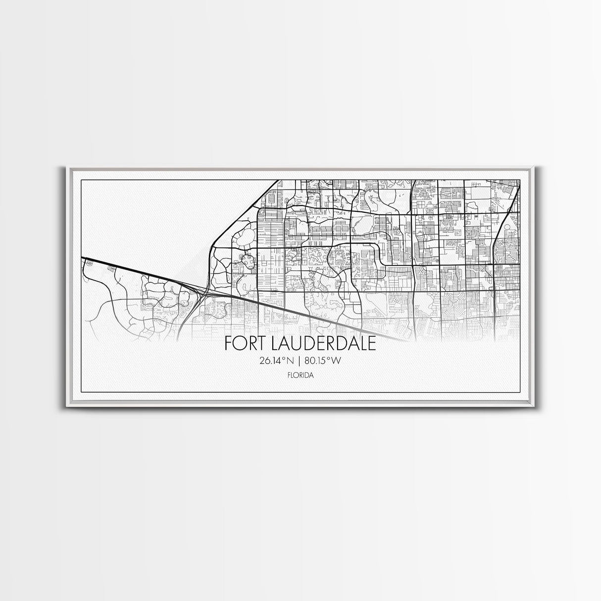 Fort Lauderdale Map, Florida Map, Map Art, Minimalist Art, Wall Art, Canvas Art, Gift For Newlyweds, Boys Room, Billiard Room Décor, Prints