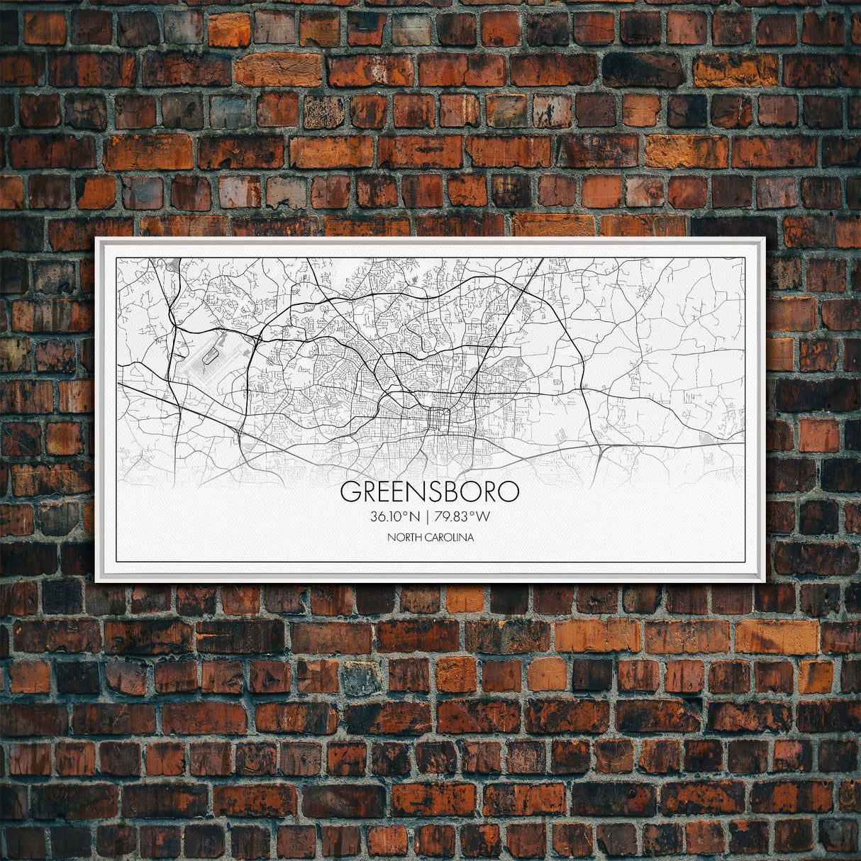 Greensboro City Map, North Carolina Map, Map Art, Minimalist Art, Wall Art, Canvas Art, Cabin Wall Art, Living Room Wall Art, New Home Gift