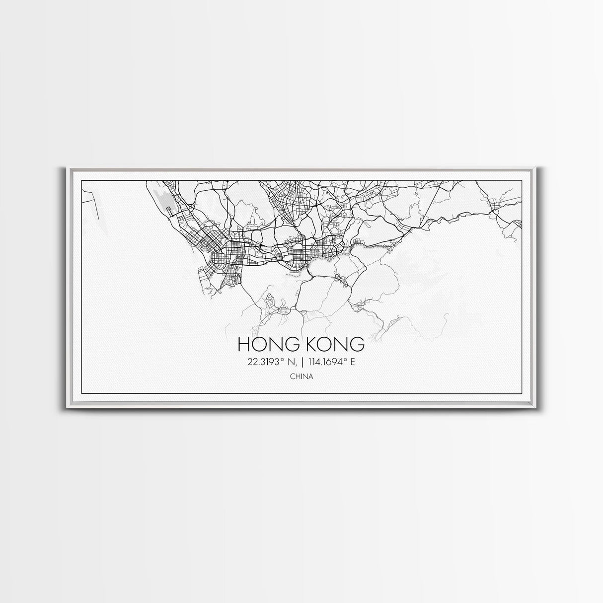 Hong Kong City Map, China Map, Map Art, Modern Art, Wall Art, Canvas Art, Asian Wall Art, Simple Wall Art, Wall Prints Trendy, Modern Gift