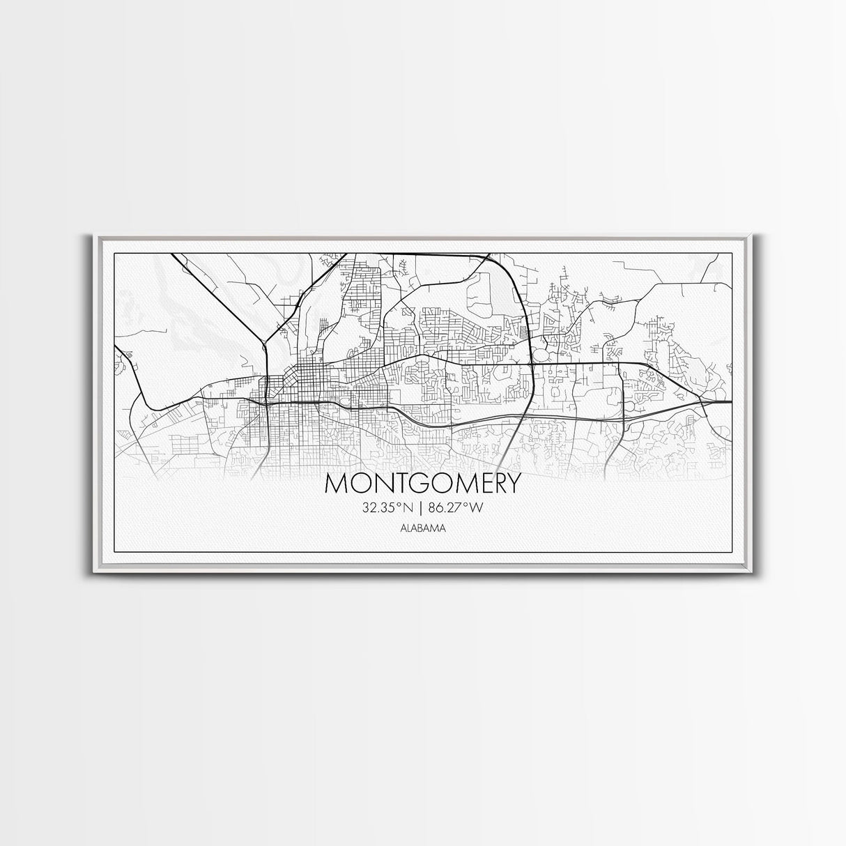 Montgomery City Map, Alabama Map, Map Art, Minimalist Wall Art, Wall Art, Canvas Art, Farmhouse Wall Art, Girlfriend Gift, Teen Room, Office