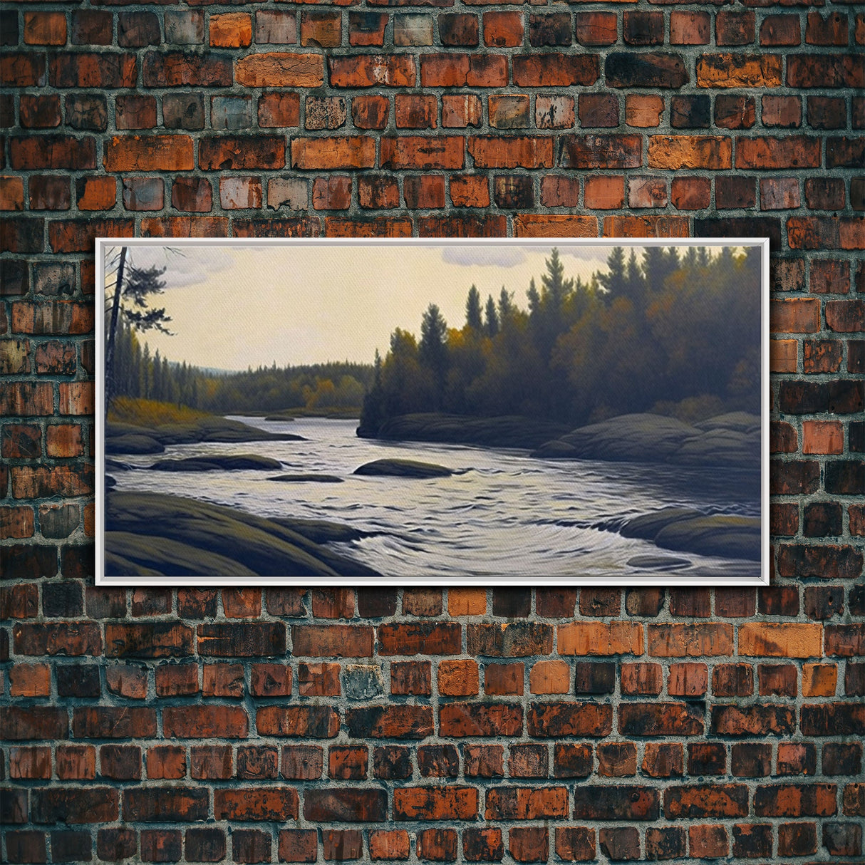 Landscape wall art, Vintage art, Antique landscape painting, Landscape print, Vintage Style Art, Panoramic art, Calm valley, Farm artwork