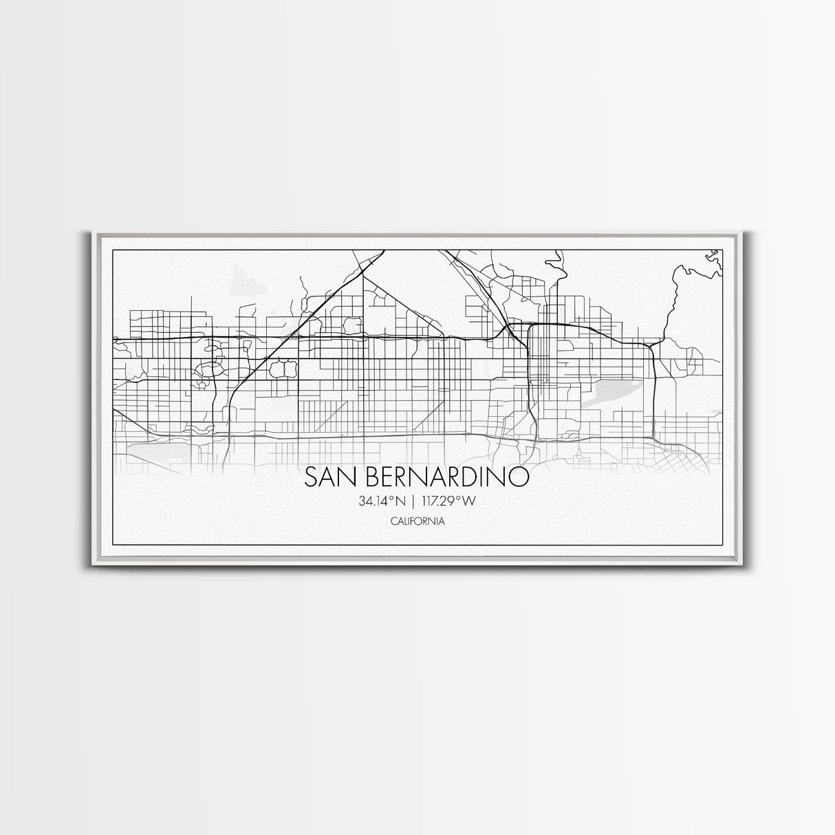 San Bernardino City Map, California Art, Map Print, Minimalist Wall Art, Wall Art, Canvas Art, Business Gift, Dorm Décor, Office Prints