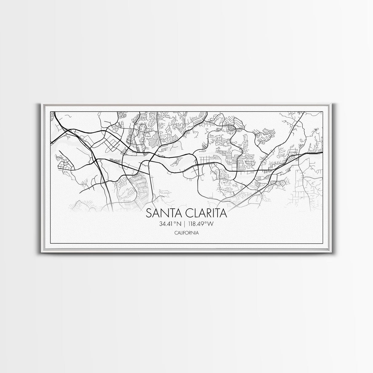 Santa Clarita City Map, California Art, Map Print, Modern Wall Art, Wall Art, Canvas Art, Best Friend Gifts, Family Room Art, Home Décor