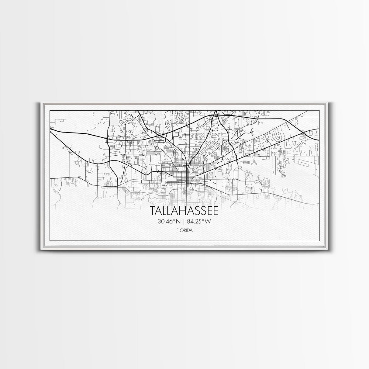 Tallahassee City Map, Florida Art, Map Print, Modern Wall Art, Wall Art, Canvas Art, Teen Boy Wall Art, Going Away Gift, Office Wall Décor