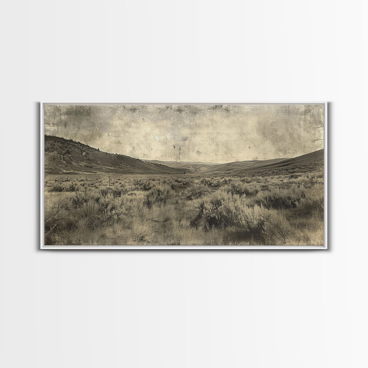 Expansive Desert Landscape with Rolling Hills Framed Canvas Print for Farmhouse Bedroom Wall Art Rustic Home Decoration, Scenic Nature Scene