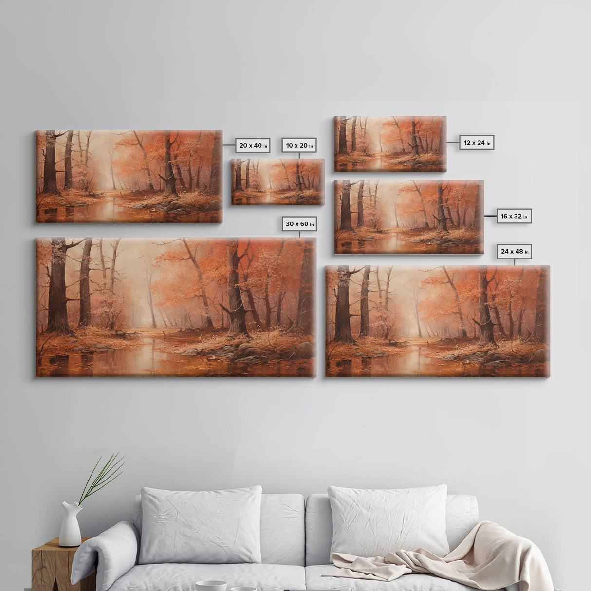 Orange Leaves In The Fall, Framed Canvas Print, Seasonal Decor, Fall Seasonal Art, Clearance Fall Decorations, Fall Wall Decor, Fall Decor