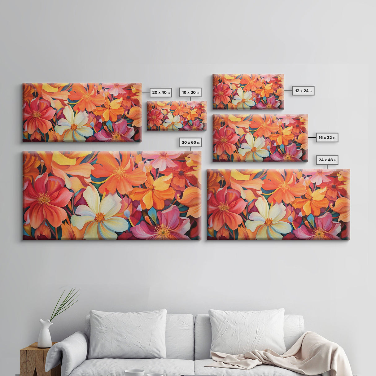 Hibiscus Wall Art, Flowers Wall Art, Colorful Fowers, Panoramic Art, Wall Art, Canvas Art, Landscape Art, Gift For Grandma, College Dorm Art