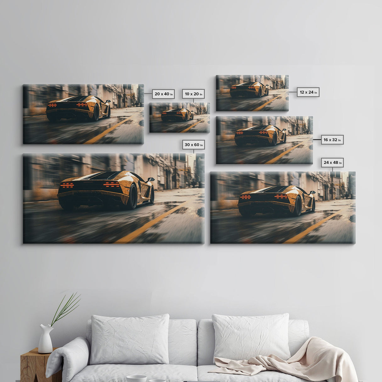 Cool Supercar Art, Framed Canvas Print, Cyberpunk Sportscar Painting, Futuristic Supercar Painting, Man Cave Decor, Gift For Him, Car Guy