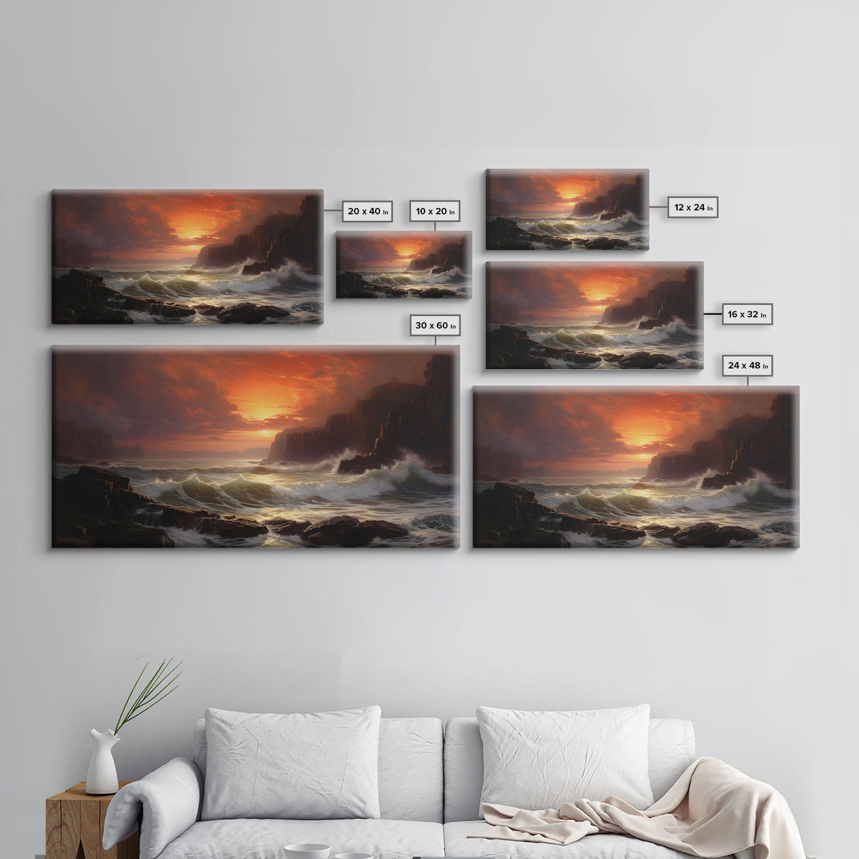 Beautiful Seascape Painting Canvas Print, Landscape Oil Painting, Minimalist Modern Art, Canvas Painting, Framed Wall Art Print
