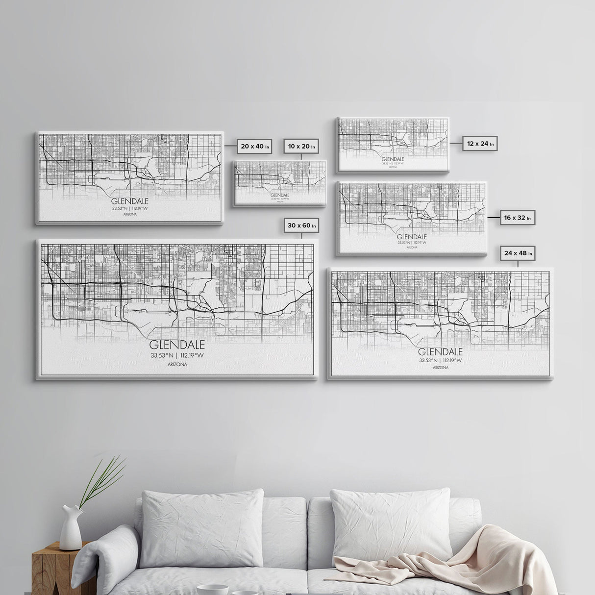 Glendale City Map, Arizona Map, Map Art, Minimalist Art, Wall Art, Canvas Art, Cabin Wall Décor, Entryway Décor, Room Décor, Gifts For Her