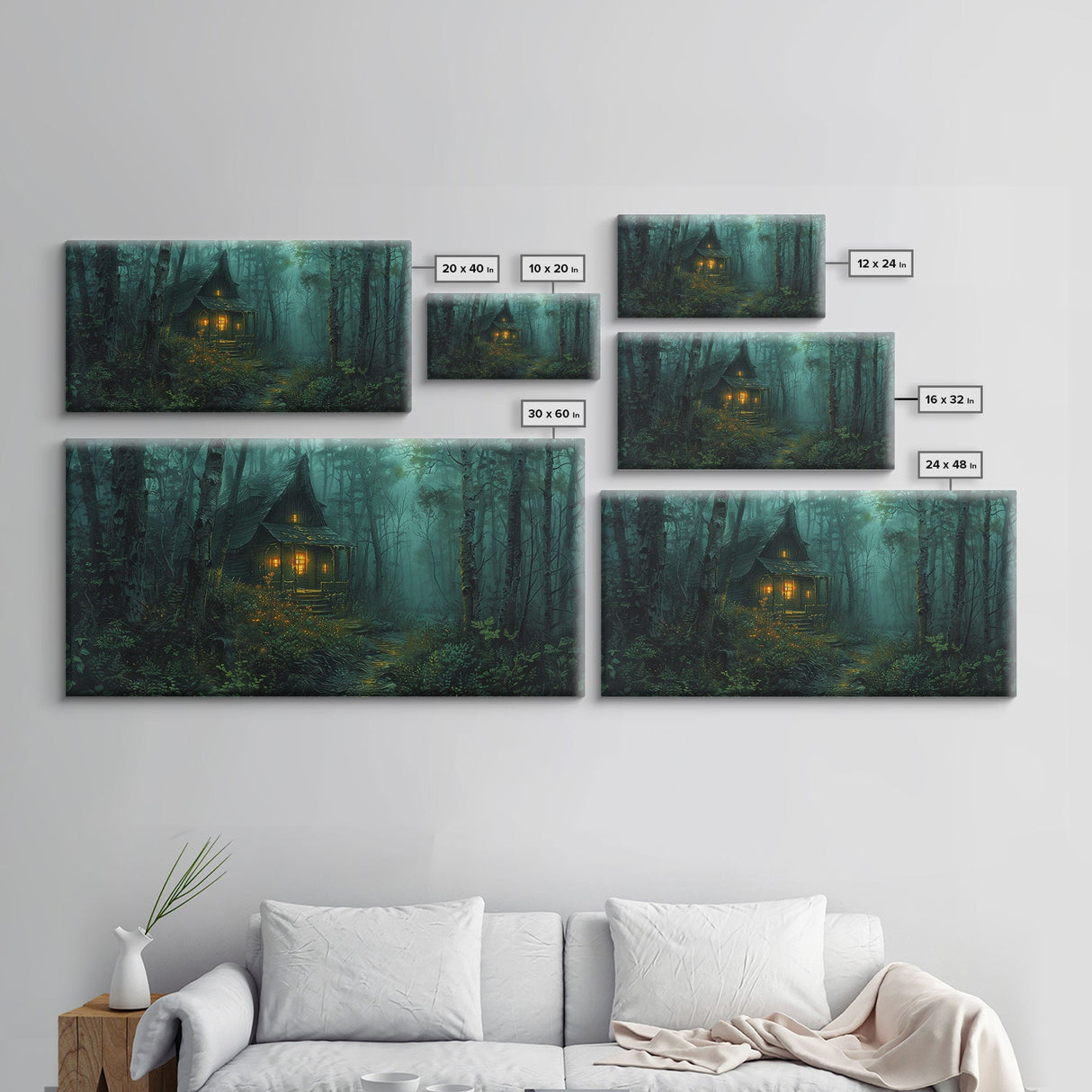 Haunted Cabin In The Woods, Framed Canvas Print, Spooky Wall Art, Spooky Season, Halloween Products, Halloween Unique Gift
