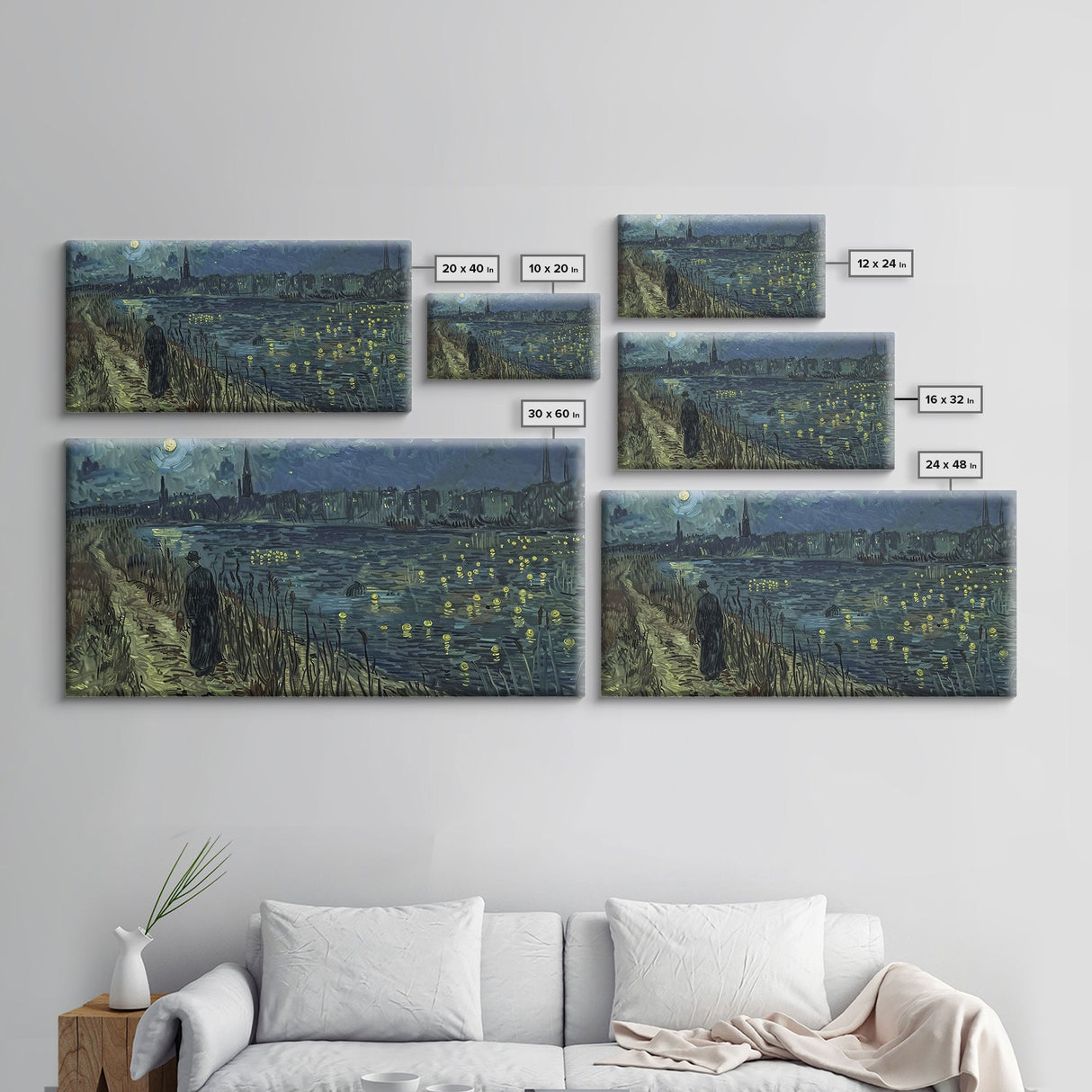 London at Midnight, Framed Canvas Print, Starry Night Inspired Victorian London, Dark Academia Halloween Wall Art