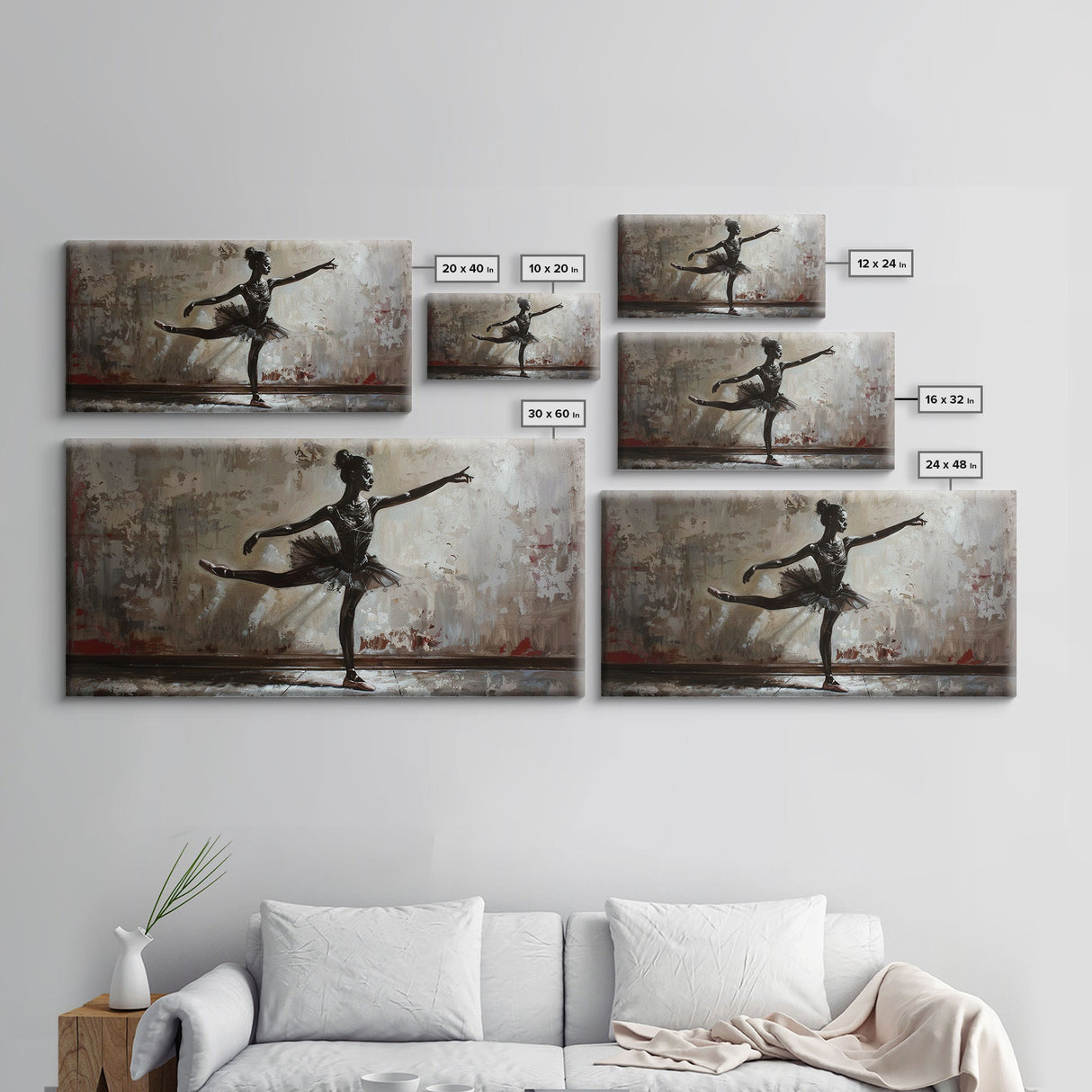 Ghostly Ballerina Framed Canvas Print, Halloween Decor, Spooky Vibes Wall Art