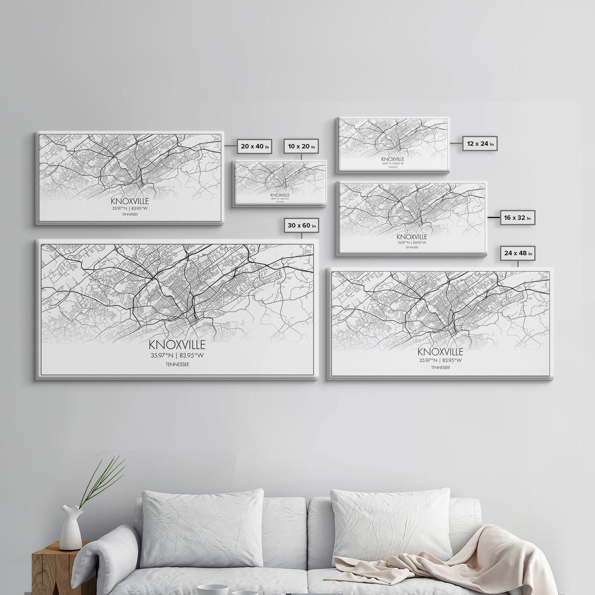 Knoxville City Map, Tennessee Map, Map Art, Modern Art, Wall Art, Canvas Art, Cabin Wall Art, Bon Voyage Gift, Rustic Country Décor, Prints