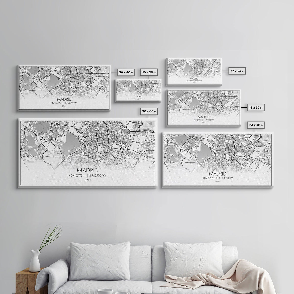 Madrid City Map, Spain Map, Map Art, Modern Art, Wall Art, Canvas Art, Europe Wall Art, Girl Room Décor, Mens Gift, Preppy Wall Art, Office