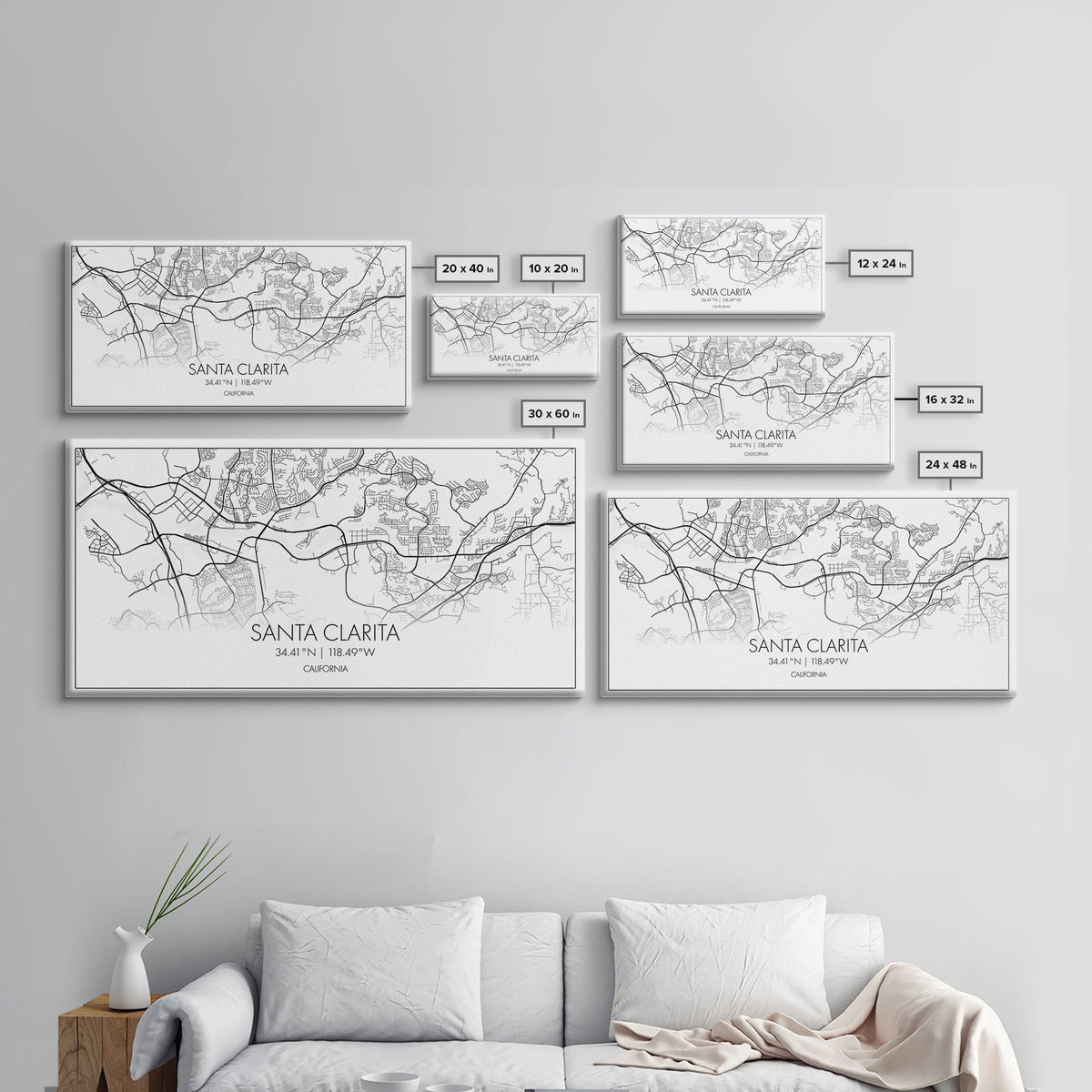 Santa Clarita City Map, California Art, Map Print, Modern Wall Art, Wall Art, Canvas Art, Best Friend Gifts, Family Room Art, Home Décor