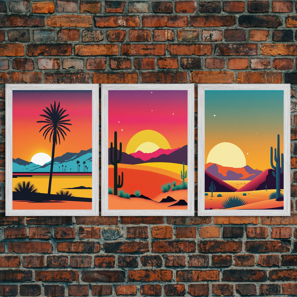 Desert Canvas Prints, Nature Prints Wall Art Set, Framed Canvas Prints Wall Decor, 3 Piece Wall Art Set, Southwestern Decor, Original Art