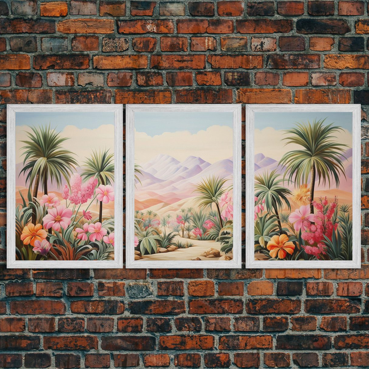 Landscape Wall Art, Flower Decor, Palm Trees Art, Mountain Art, Canvas Print, Wall Art, 3 Piece Wall Art, Gift For Couples, Home Wall Decor