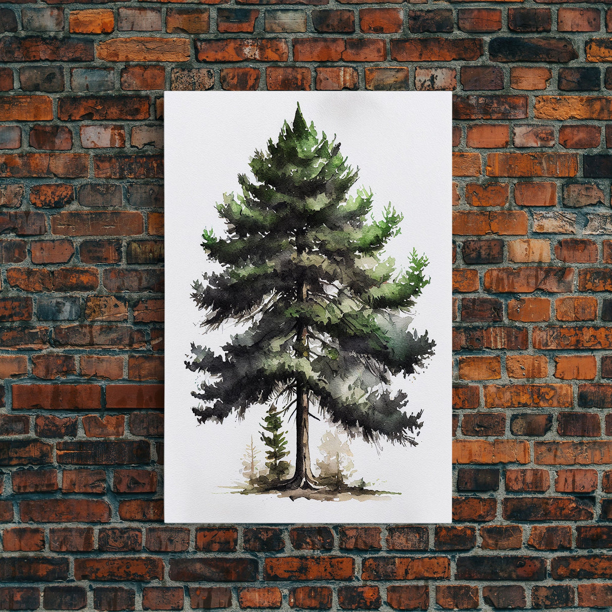 Pine Tree Watercolor Wall Art Canvas Print - Vibrant Colorful Nature Scene Artwork, lakehouse art