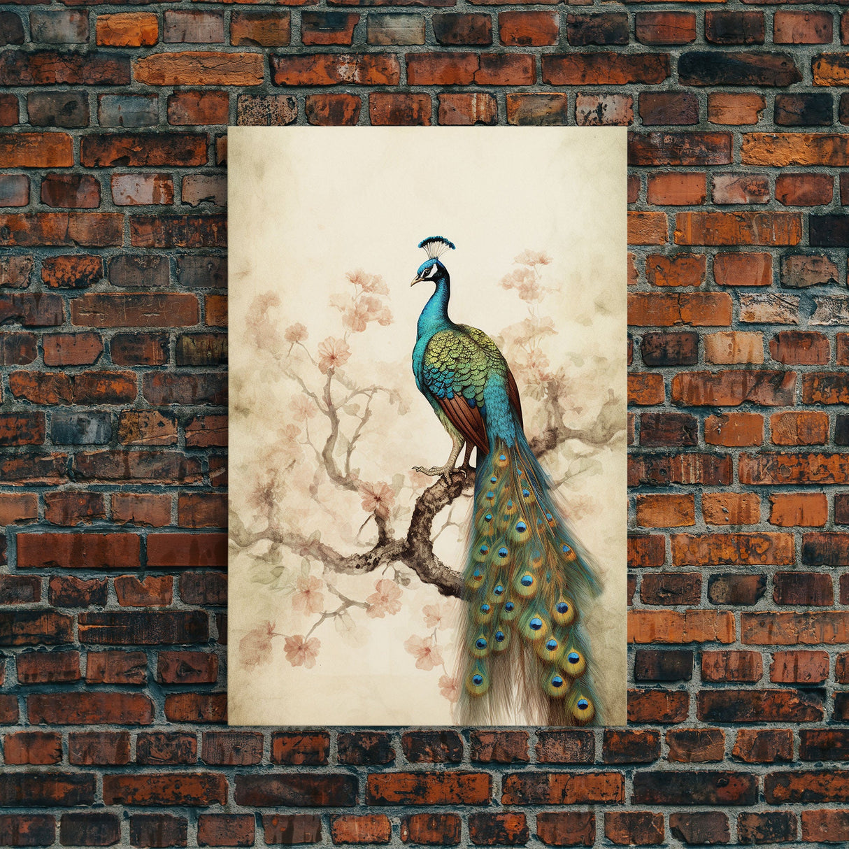 peacock wall art | peacock art print | boho wall art | peacock poster | mid century modern art | home office wall art | Farmhouse Canvas Art