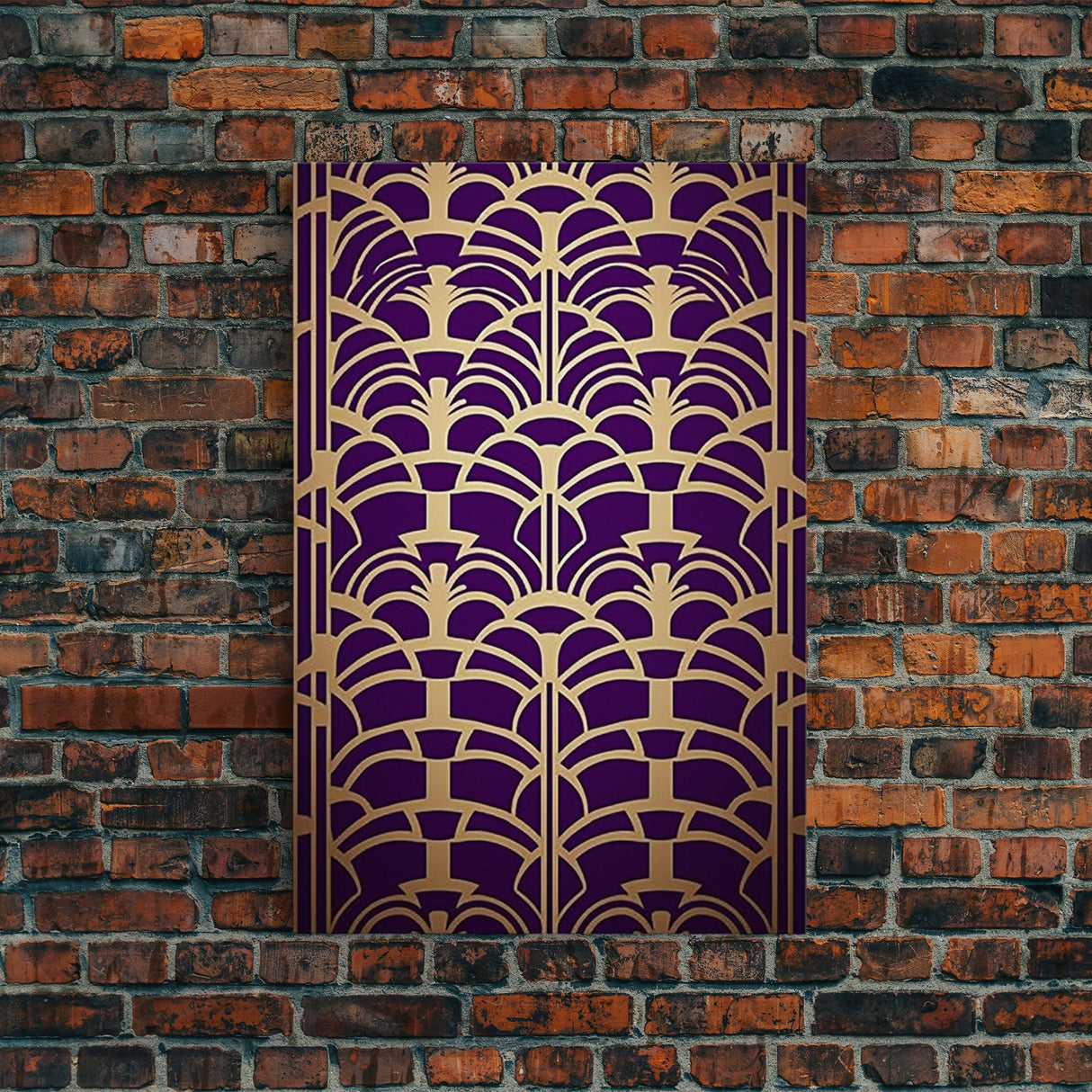 Midcentury Modern Wall art - Framed Canvas Print - Art Deco- Office decor - Purple & gold art - Ornament art - Abstract art - Geometric art