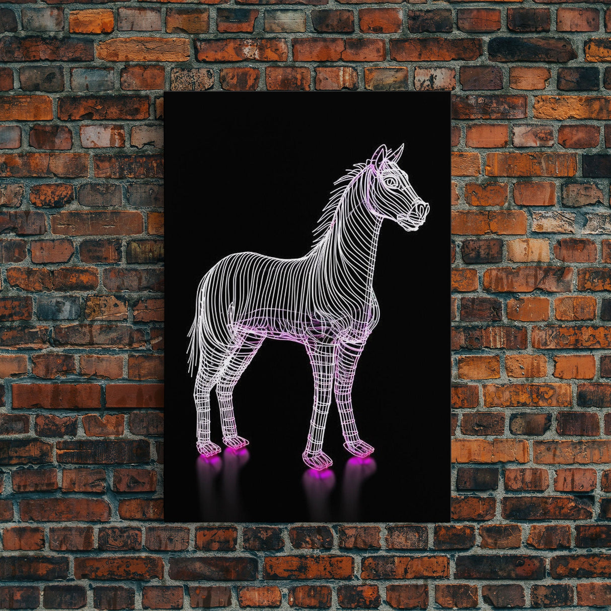 White Horse Wall Decor, Line Art, Animal Wall Art, 3D Wall Art, Minimalist Print, Wall Decor, Canvas Print, Wall Art, Framed Canvas