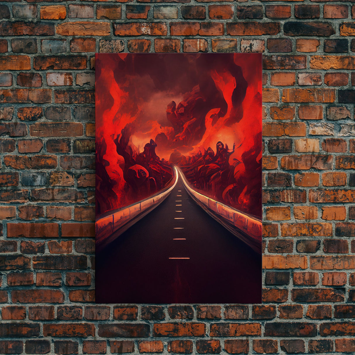 Highway to Hell, canvas print, Halloween wall art, spooky home decor